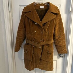 Vintage 1980s Brown Corduroy Swingles Woman’s Overcoat Jacket‎ Belted Lined